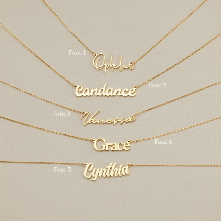 Collier personnalisé en or 14 carats avec nom et bracelet GRATUIT
